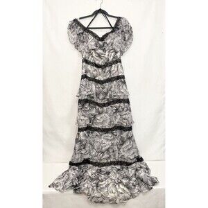 NWT $478 BCBG MaxAzria Dress Size 10 37” Strapless Evening Black White Floral